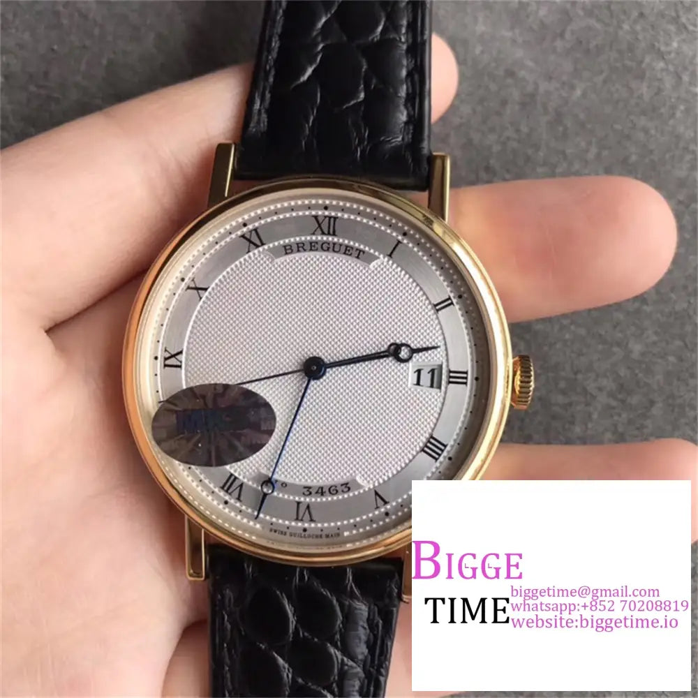 Classique5177-15 38Mm Yg White Dial Black Leather Strap Mksf My9015 Breguet