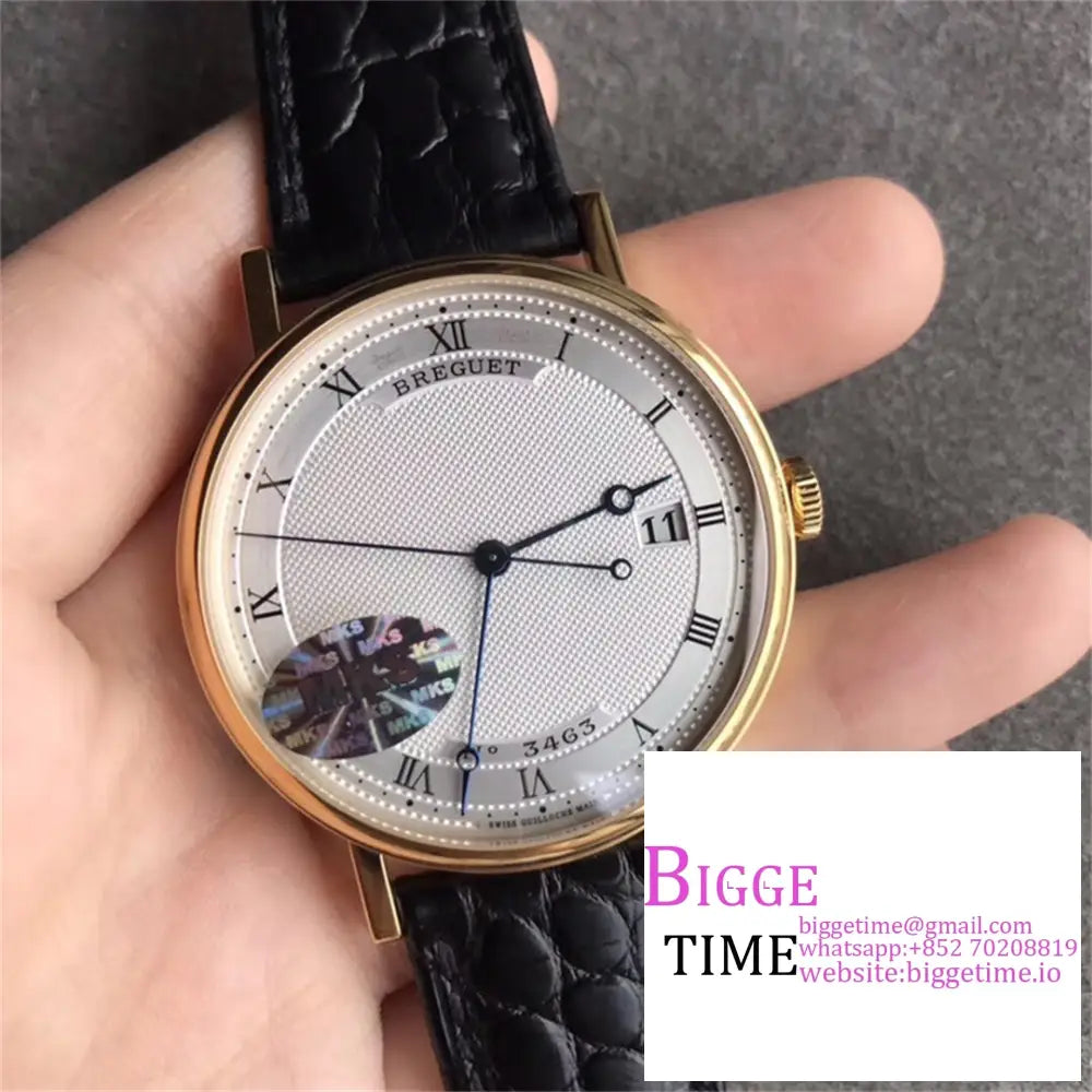 Classique5177-15 38Mm Yg White Dial Black Leather Strap Mksf My9015 Breguet