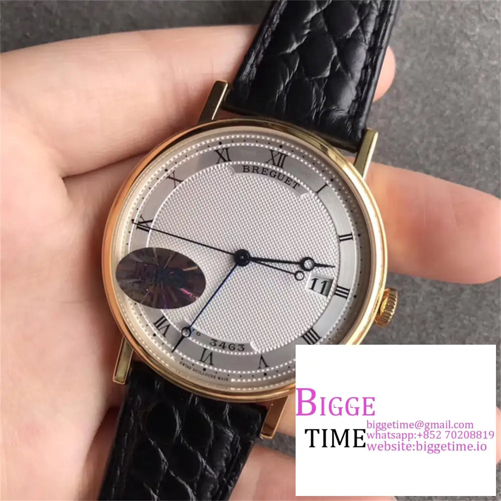 Classique5177-15 38Mm Yg White Dial Black Leather Strap Mksf My9015 Breguet