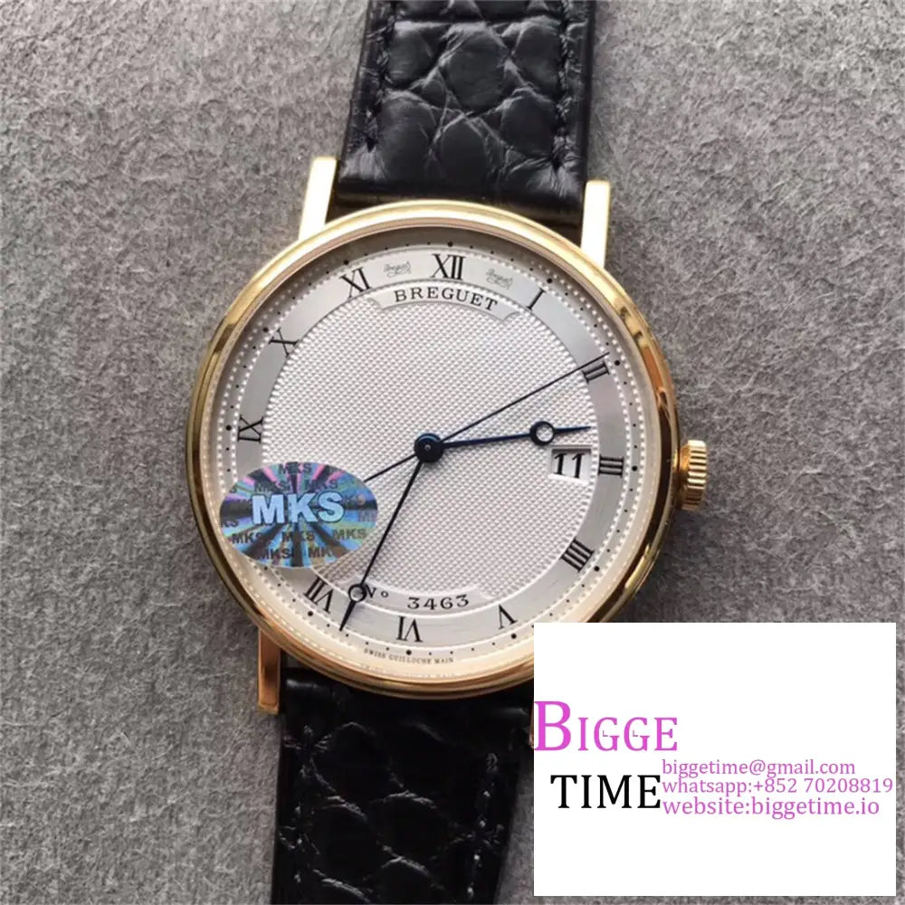 Classique5177-15 38Mm Yg White Dial Black Leather Strap Mksf My9015 Option1 Breguet