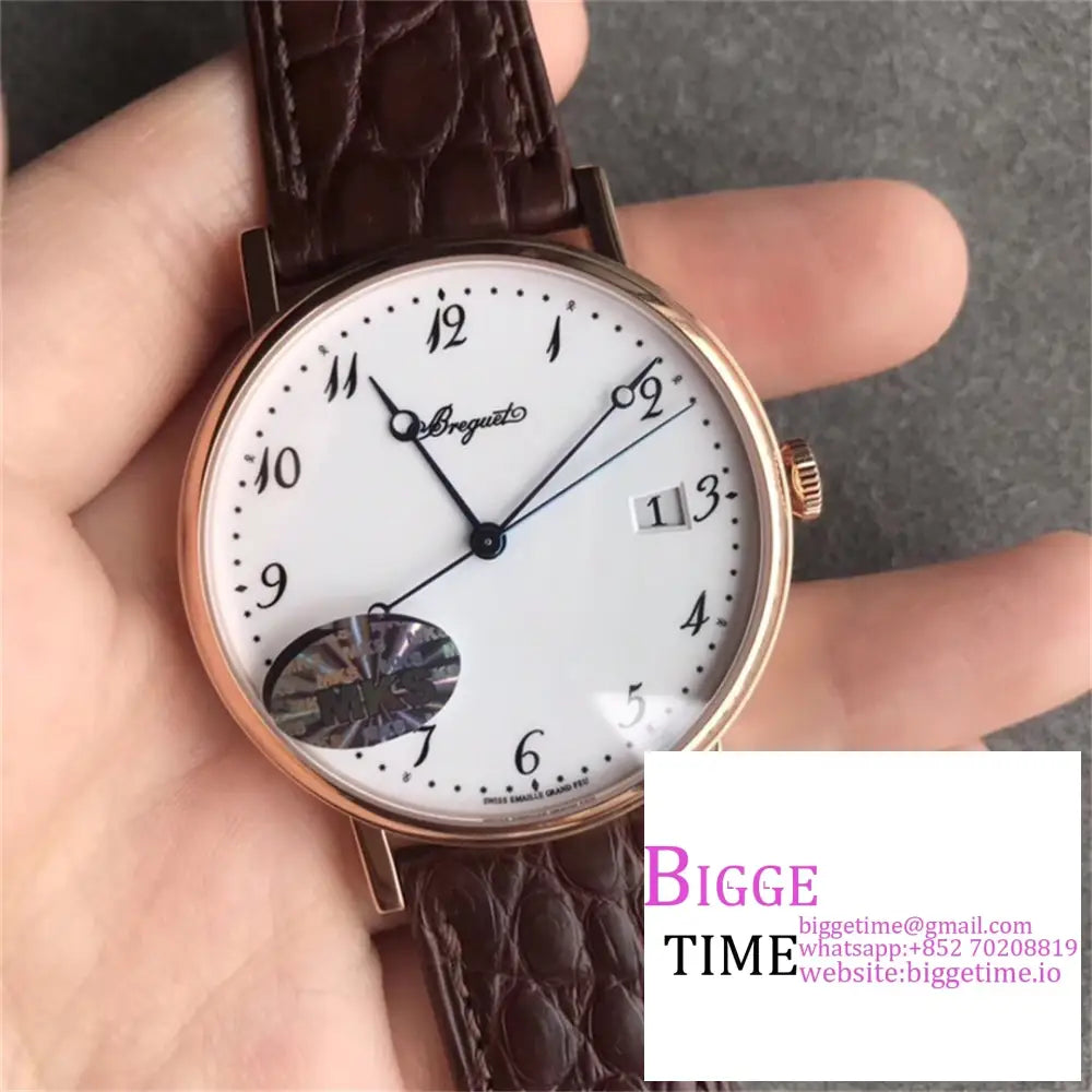 Classique5177-29 38Mm Rg White Dial Brown Leather Strap Mksf My9015 Breguet