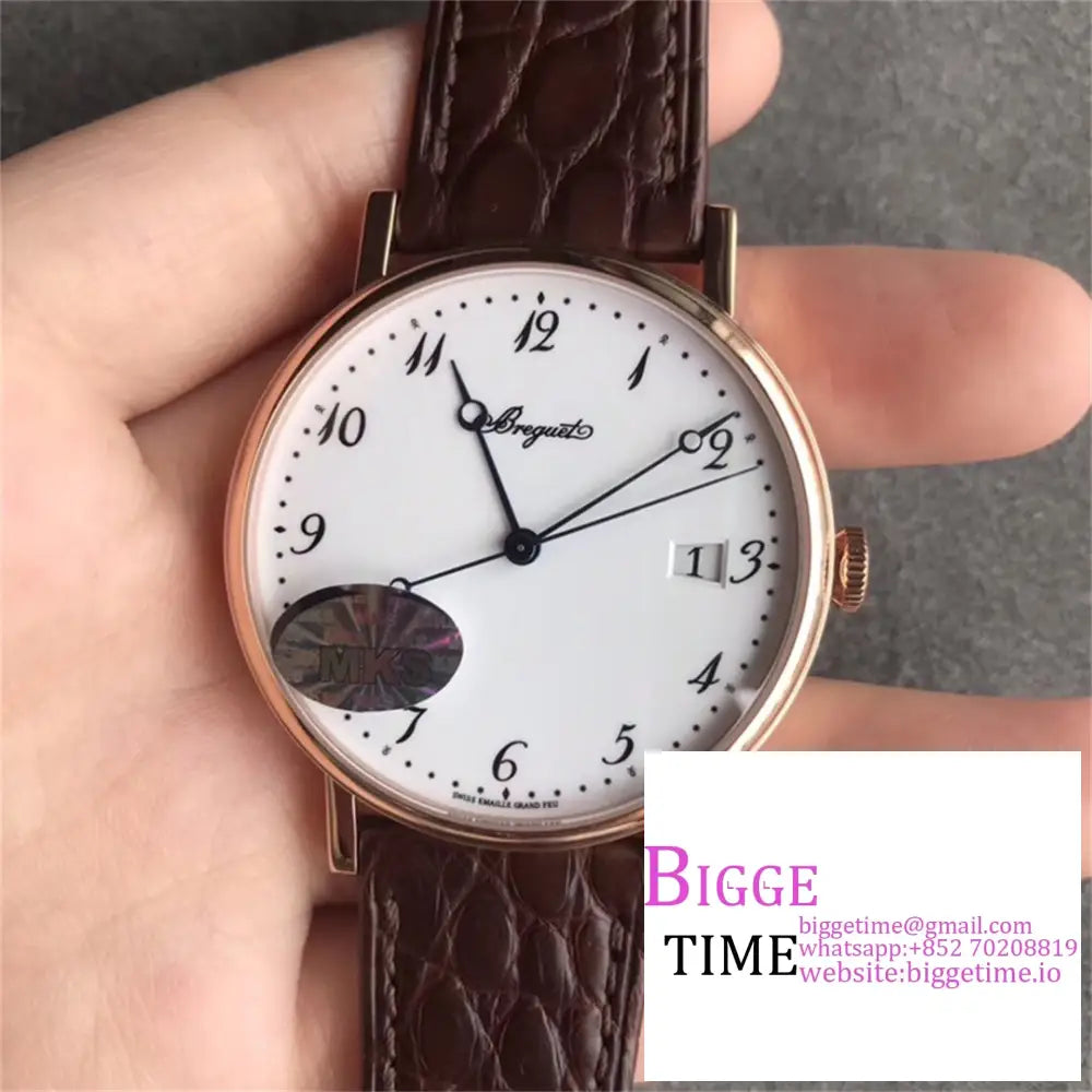 Classique5177-29 38Mm Rg White Dial Brown Leather Strap Mksf My9015 Breguet