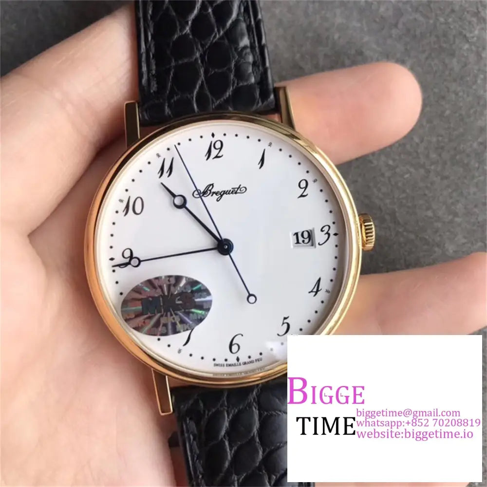 Classique5177-29 38Mm Yg White Dial Black Leather Strap Mksf My9015 Breguet