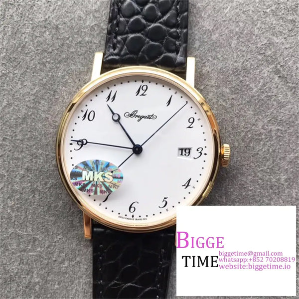 Classique5177-29 38Mm Yg White Dial Black Leather Strap Mksf My9015 Option1 Breguet