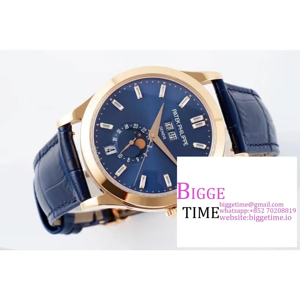 Complications Annual Calendar 38Mm 5396 Rg Blue Dial Diamond Marker Leather Strap Ppf A324Sc Patek