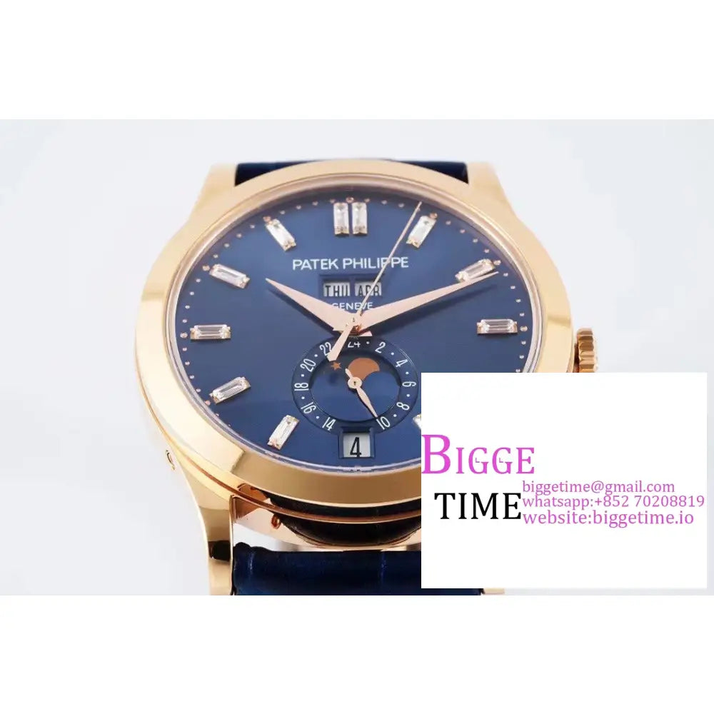 Complications Annual Calendar 38Mm 5396 Rg Blue Dial Diamond Marker Leather Strap Ppf A324Sc Patek