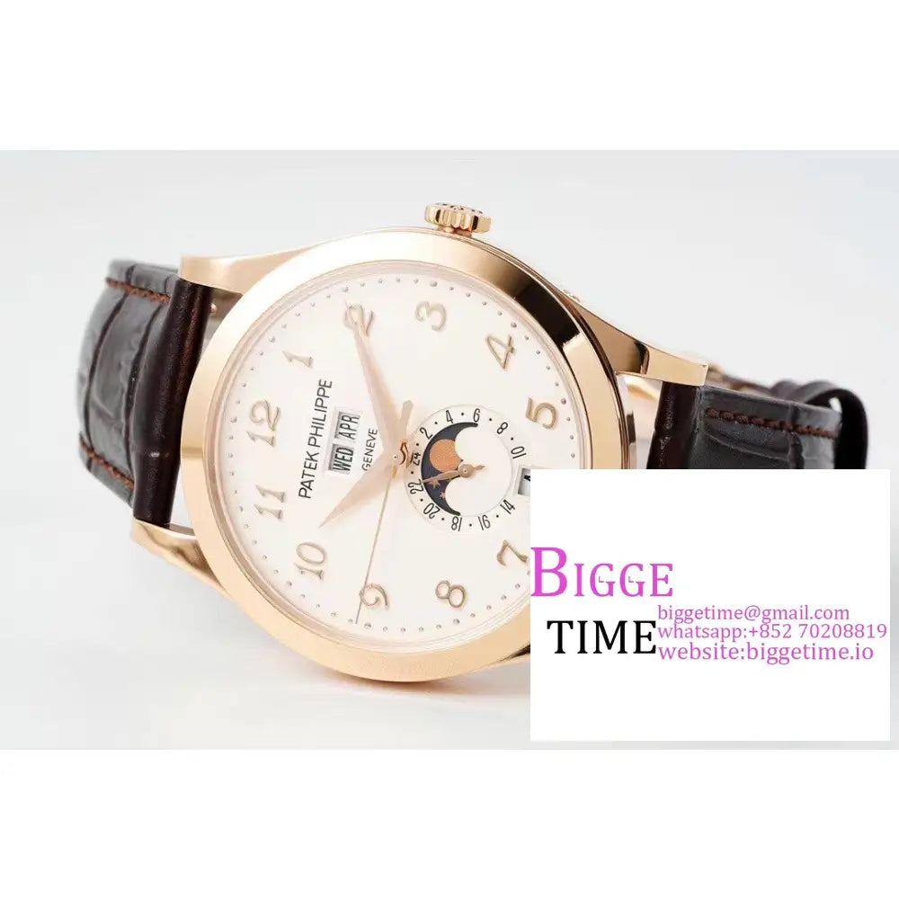 Complications Annual Calendar 38Mm 5396 Rg White Dial Number Marker Brown Leather Strap Ppf A324Sc