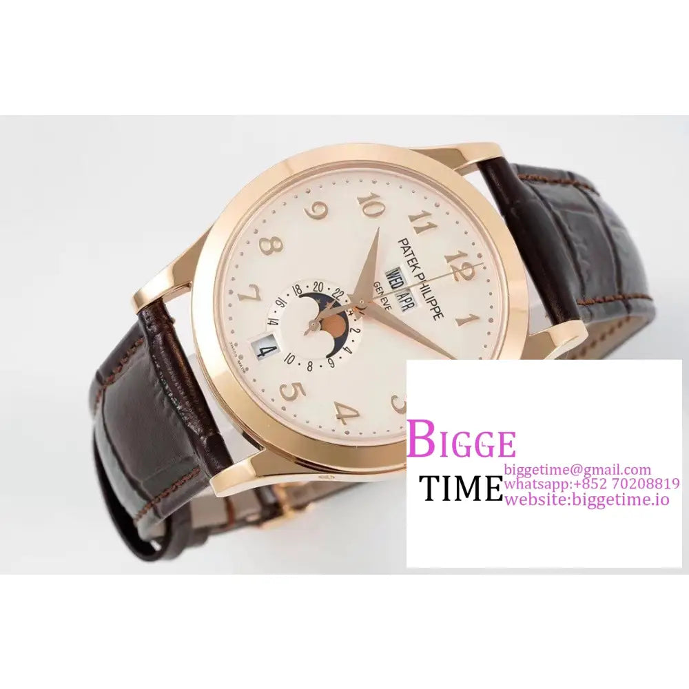 Complications Annual Calendar 38Mm 5396 Rg White Dial Number Marker Brown Leather Strap Ppf A324Sc