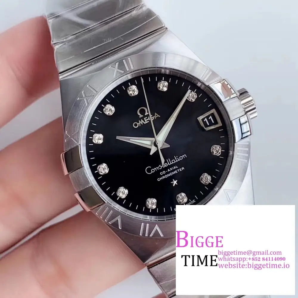 Constellation 38Mm Black Dial Diamond Marker Ss Bracelet Vsf A8500 Omega