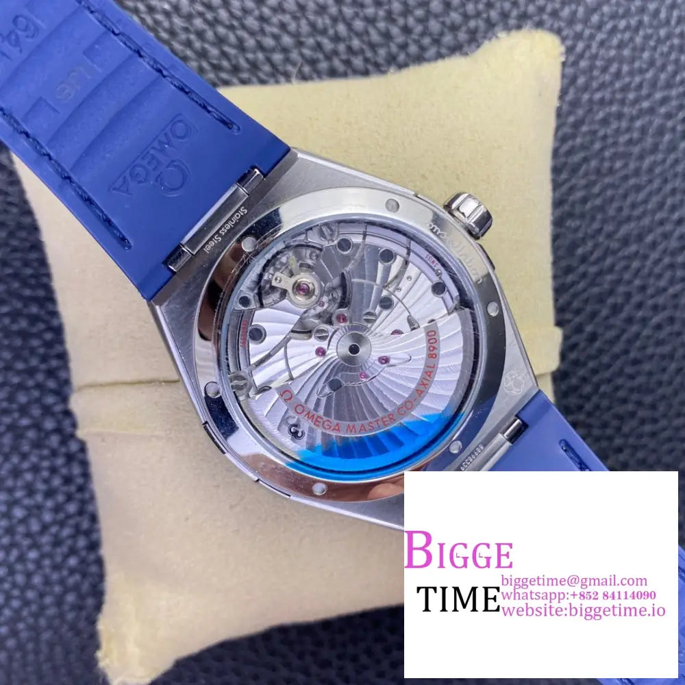 Constellation 41Mm Ceramic White Dial Blue Rubber Strap Vsf A8900 Omega