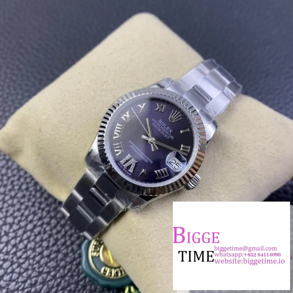 DateJust 31mm Ladies Purple Dial Diamond Roma Marker Oyster Bracelet WF A2671 Option1 Rolex