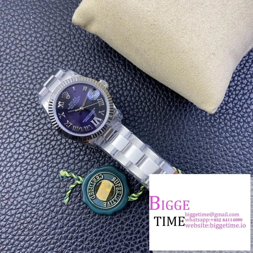 DateJust 31mm Ladies Purple Dial Diamond Roma Marker Oyster Bracelet WF A2671 Option1 Rolex