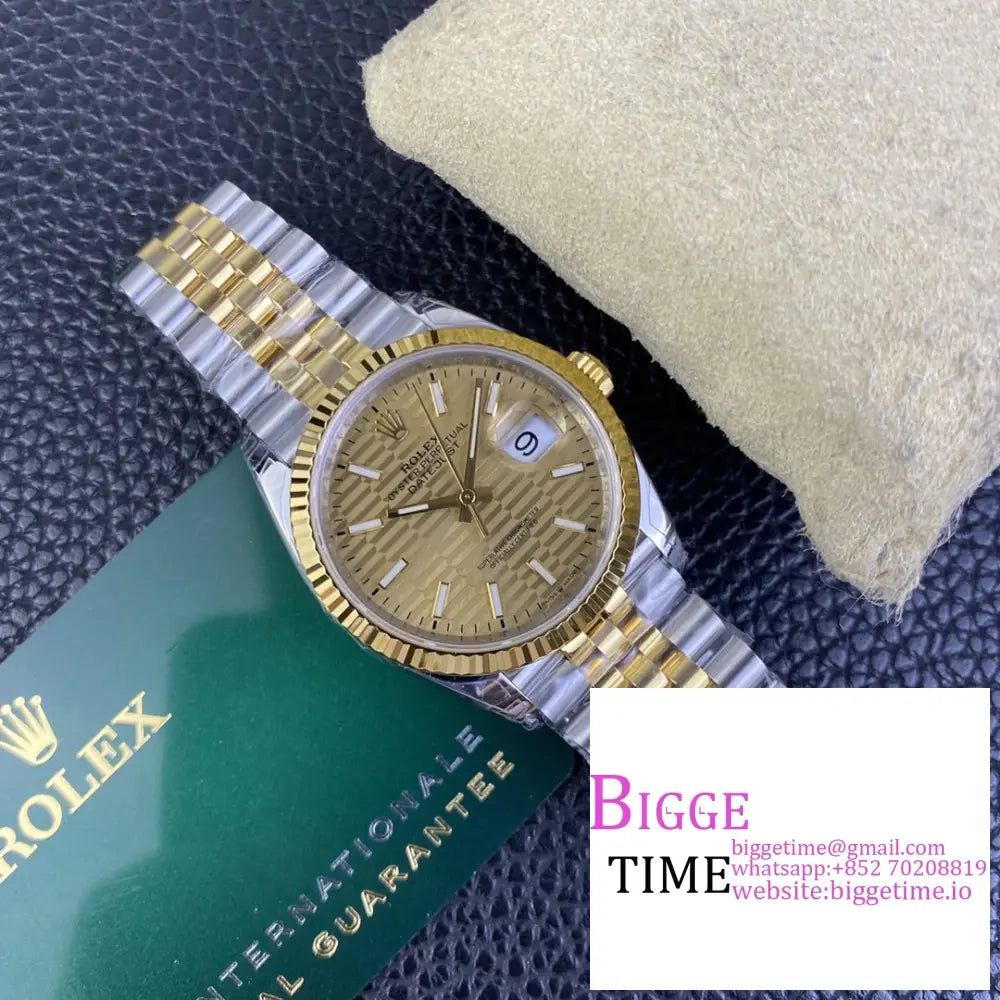 Datejust 36Mm Fluted Bezel Gold Motif Dial Yg/Ss Jubilee Bracelet Vsf Vs3235 Rolex