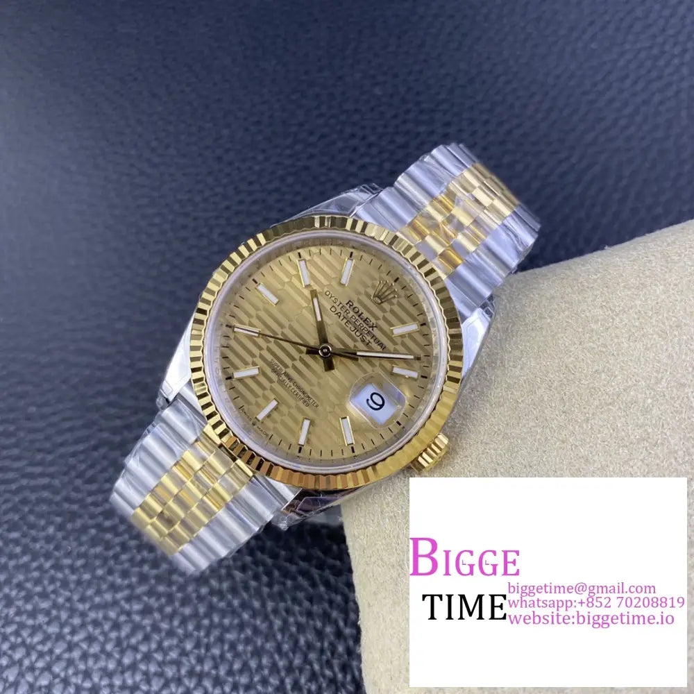 Datejust 36Mm Fluted Bezel Gold Motif Dial Yg/Ss Jubilee Bracelet Vsf Vs3235 Rolex