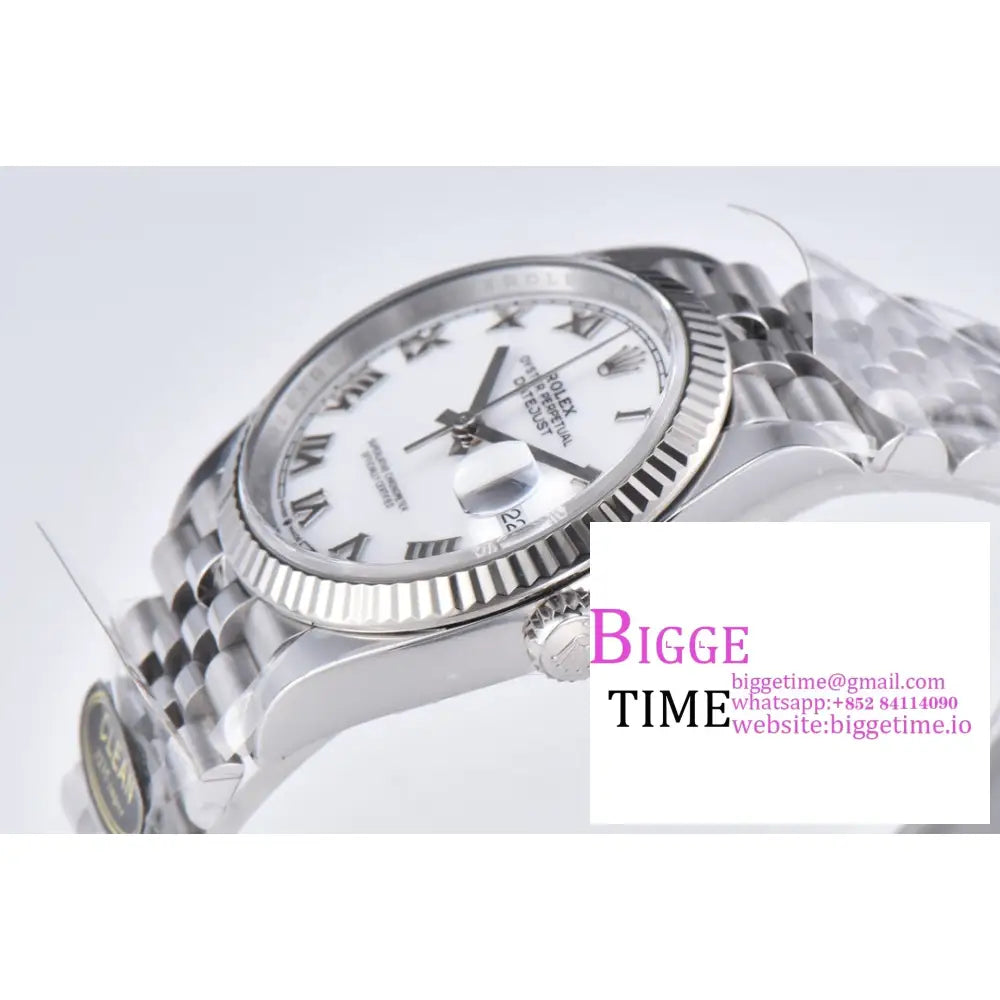 Datejust 36Mm Fluted Bezel White Dial Roma Marker Jubilee Bracelet Clean Factory Cf Vr3235 Rolex