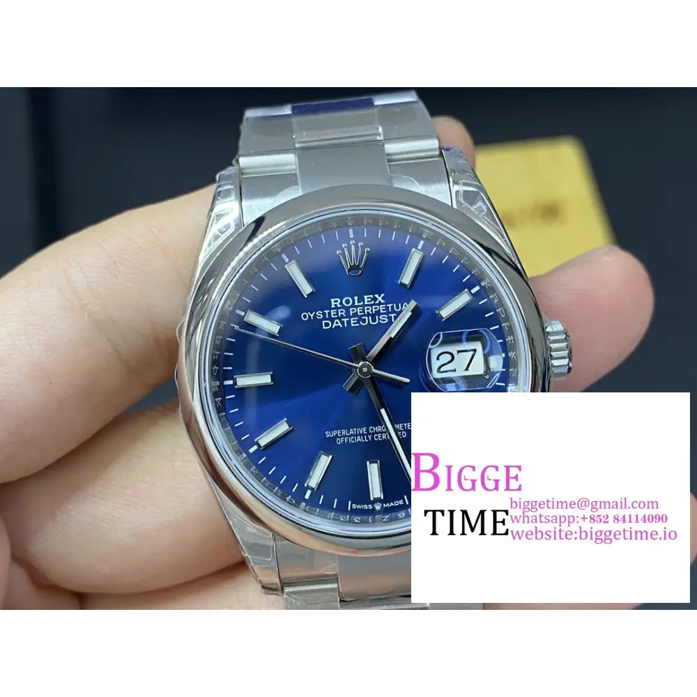 Datejust 36Mm Smooth Bezel Blue Dial Oyster Bracelet Vsf Vs3235 Rolex