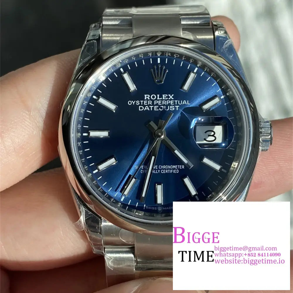 Datejust 36Mm Smooth Bezel Blue Dial Oyster Bracelet Vsf Vs3235 Rolex