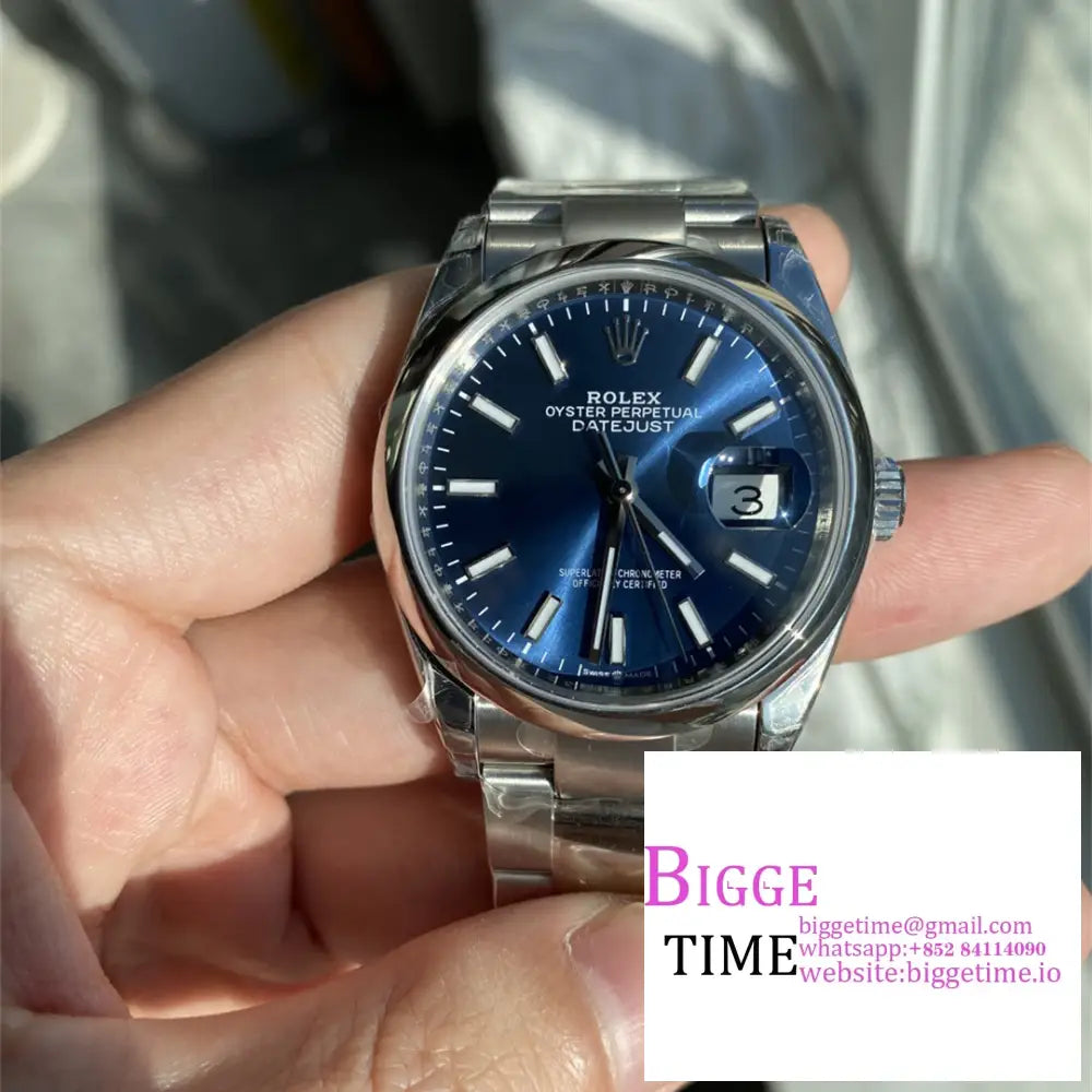 Datejust 36Mm Smooth Bezel Blue Dial Oyster Bracelet Vsf Vs3235 Rolex