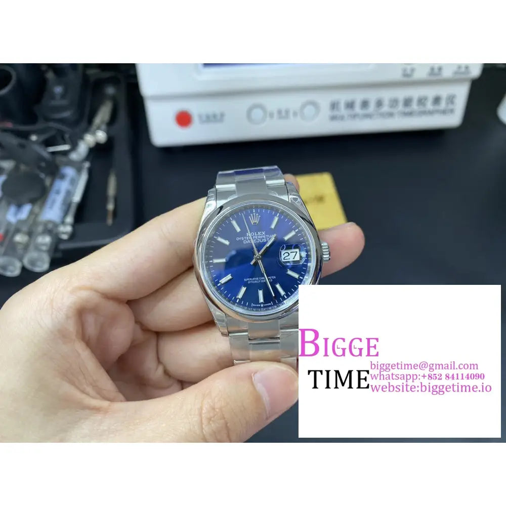 Datejust 36Mm Smooth Bezel Blue Dial Oyster Bracelet Vsf Vs3235 Rolex