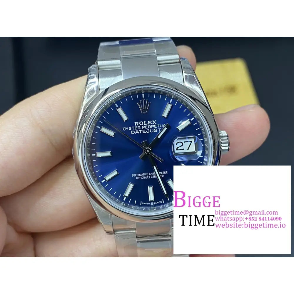 Datejust 36Mm Smooth Bezel Blue Dial Oyster Bracelet Vsf Vs3235 Rolex