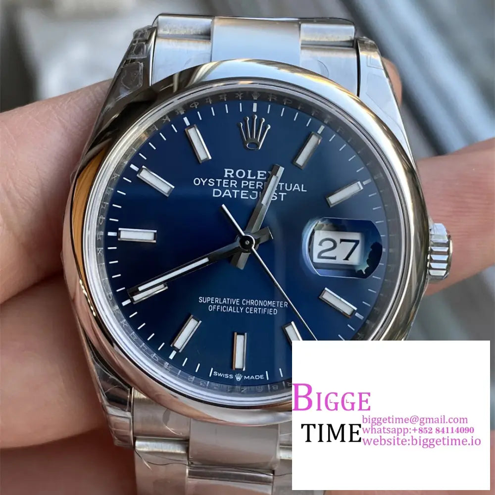 Datejust 36Mm Smooth Bezel Blue Dial Oyster Bracelet Vsf Vs3235 Rolex