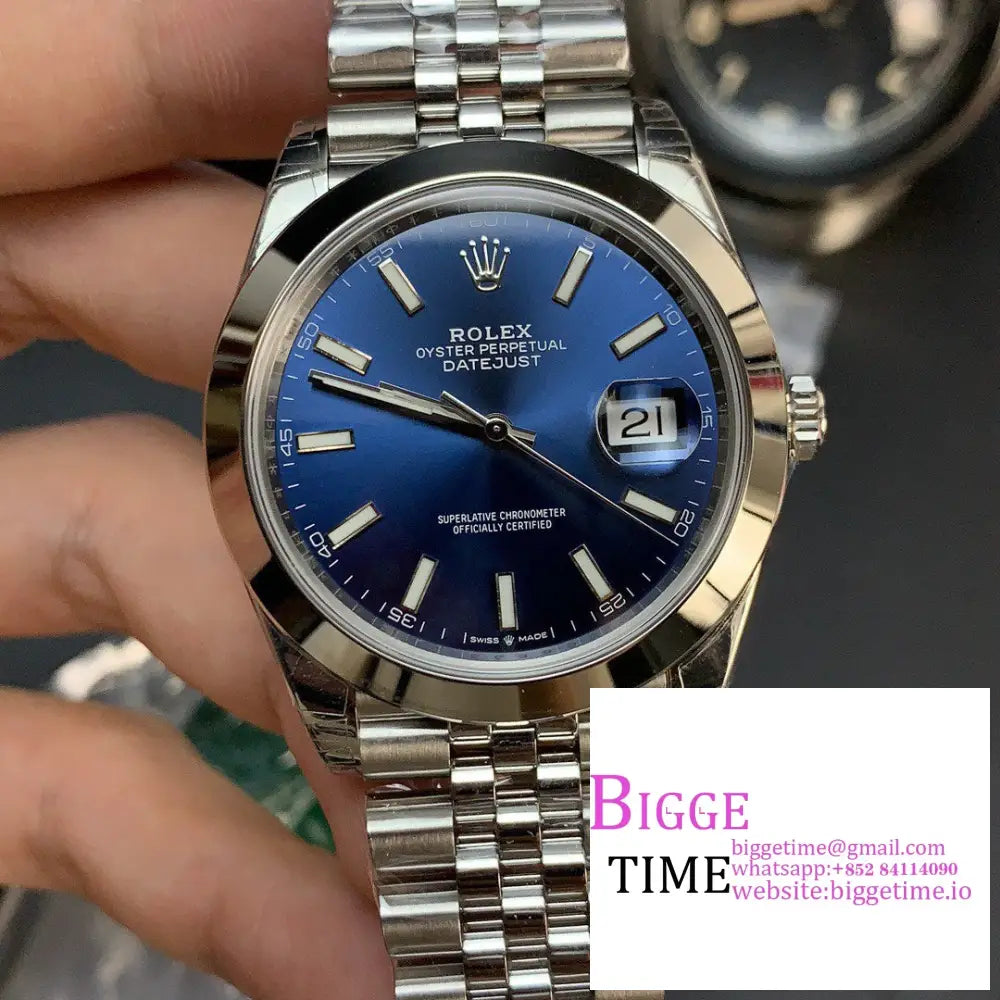 Datejust 41Mm 126300 Smooth Bezel Blue Dial Jubilee Bracelet Vsf Vs3235 Option1 Rolex