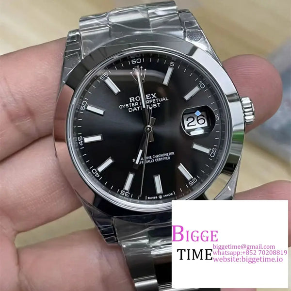 Datejust 41Mm 126300 Smooth Bezel Black Dial Oyster Bracelet Vsf Vs3235 Option1 Rolex