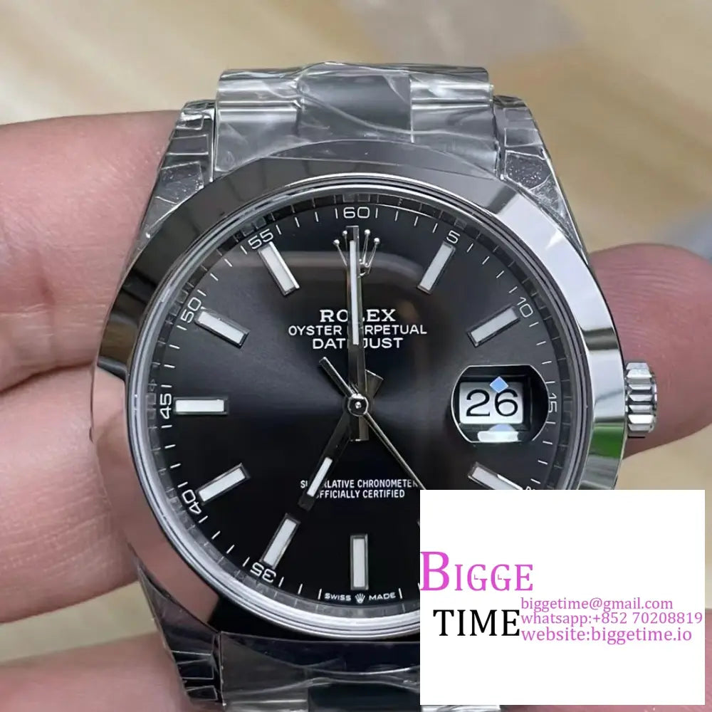 Datejust 41Mm 126300 Smooth Bezel Black Dial Oyster Bracelet Vsf Vs3235 Rolex