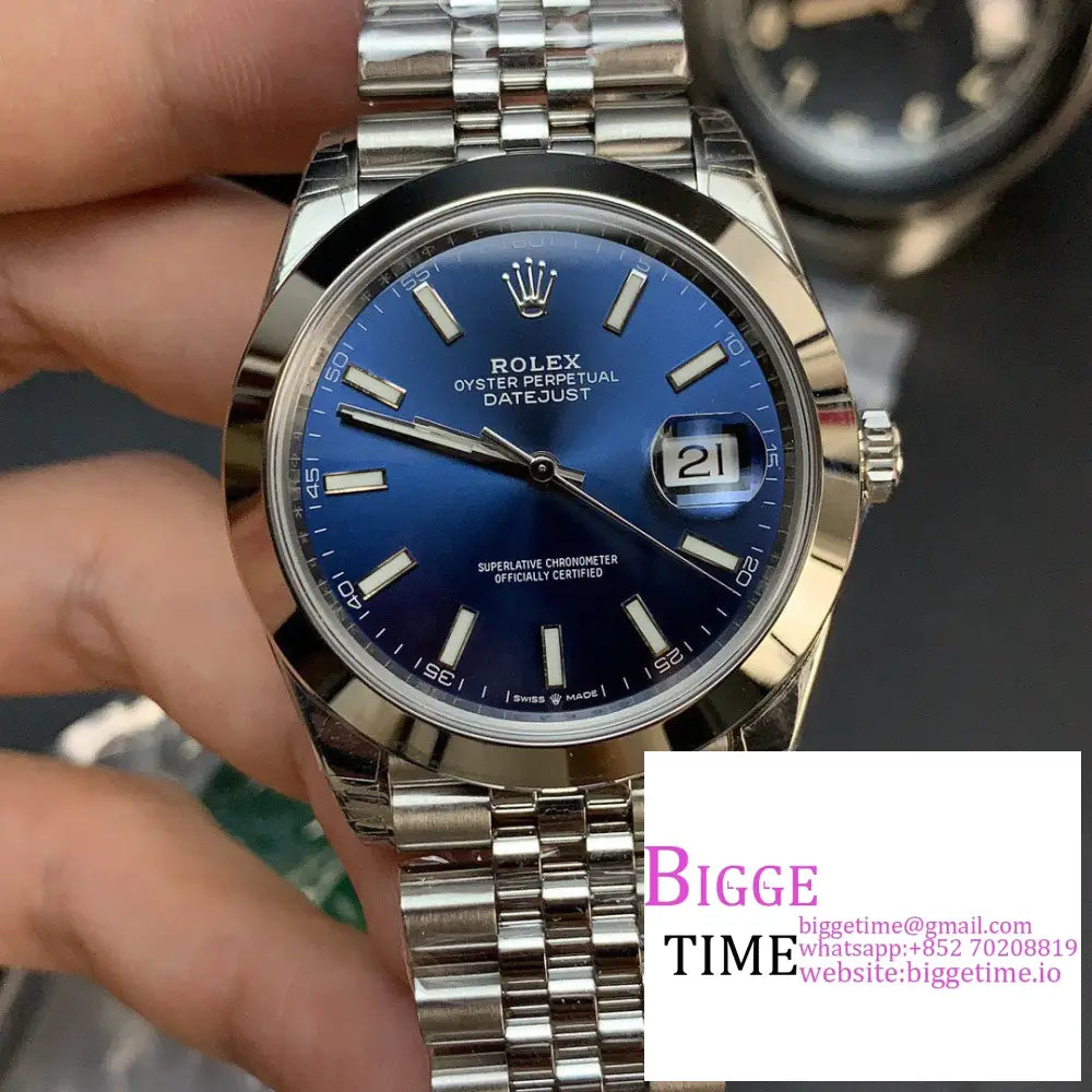 Datejust 41Mm 126300 Smooth Bezel Blue Dial Jubilee Bracelet Vsf Vs3235 Option1 Rolex