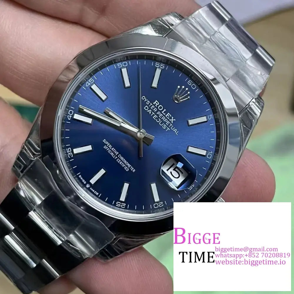 Datejust 41Mm 126300 Smooth Bezel Blue Dial Oyster Bracelet Vsf Vs3235 Rolex