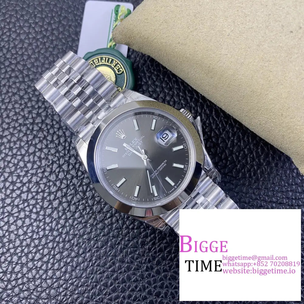 Datejust 41Mm 126300 Smooth Bezel Grey Dial Jubilee Bracelet Vsf Vs3235 Rolex