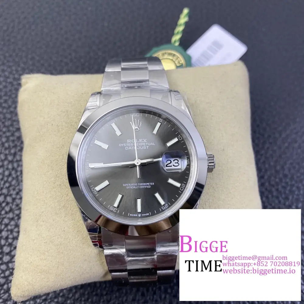 Datejust 41Mm 126300 Smooth Bezel Grey Dial Oyster Bracelet Vsf Vs3235 Option1 Rolex