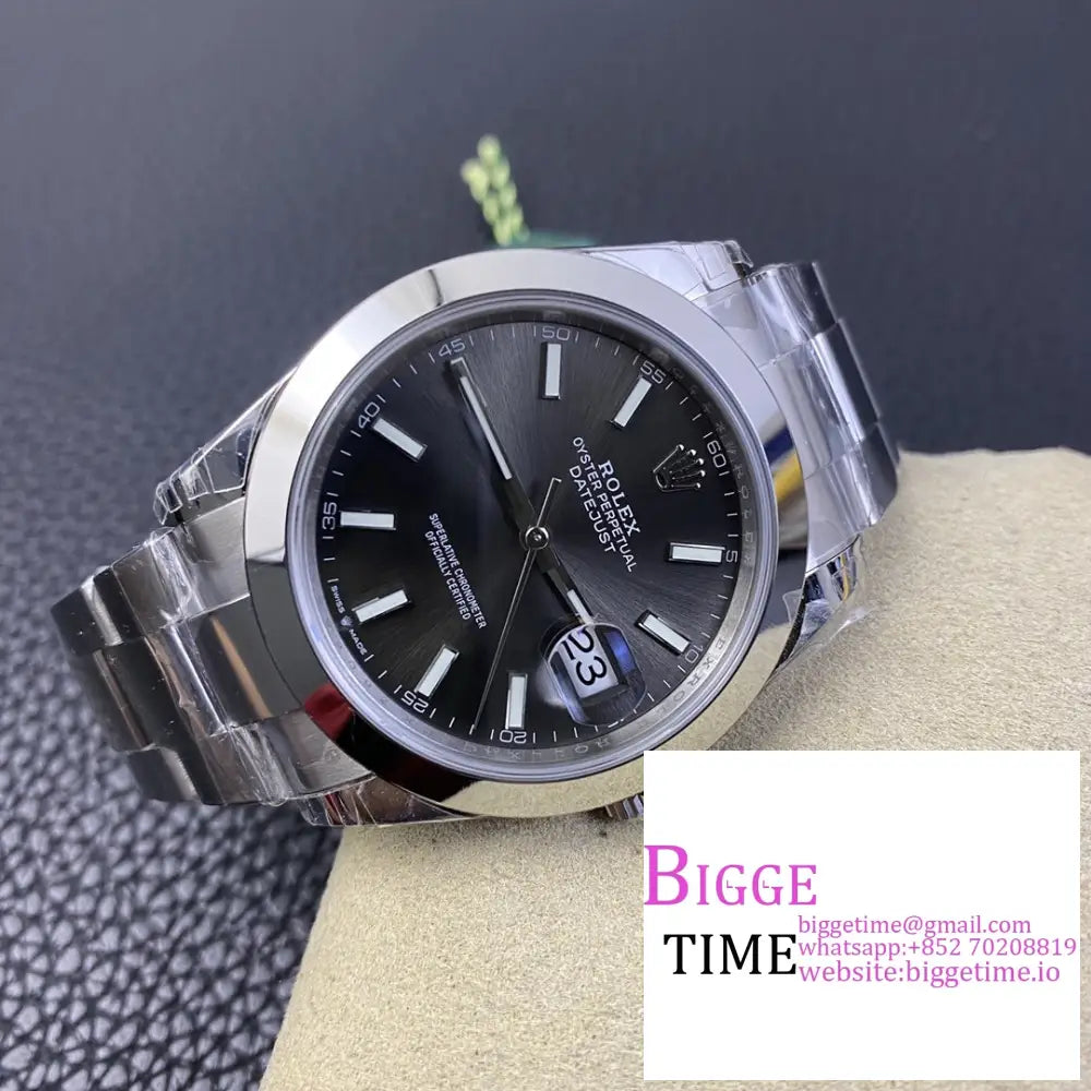 Datejust 41Mm 126300 Smooth Bezel Grey Dial Oyster Bracelet Vsf Vs3235 Rolex