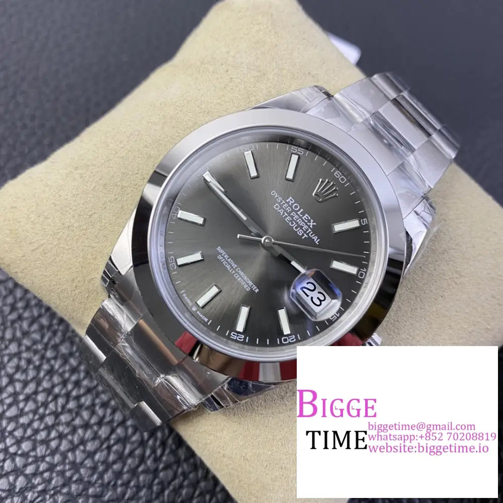 Datejust 41Mm 126300 Smooth Bezel Grey Dial Oyster Bracelet Vsf Vs3235 Rolex