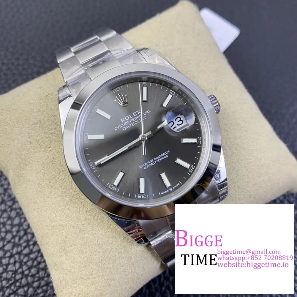 Datejust 41Mm 126300 Smooth Bezel Grey Dial Oyster Bracelet Vsf Vs3235 Rolex