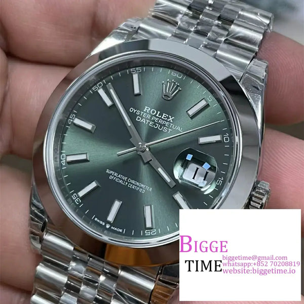 Datejust 41Mm 126300 Smooth Bezel Mint Green Dial Jubilee Bracelet Vsf Vs3235 Option1 Rolex