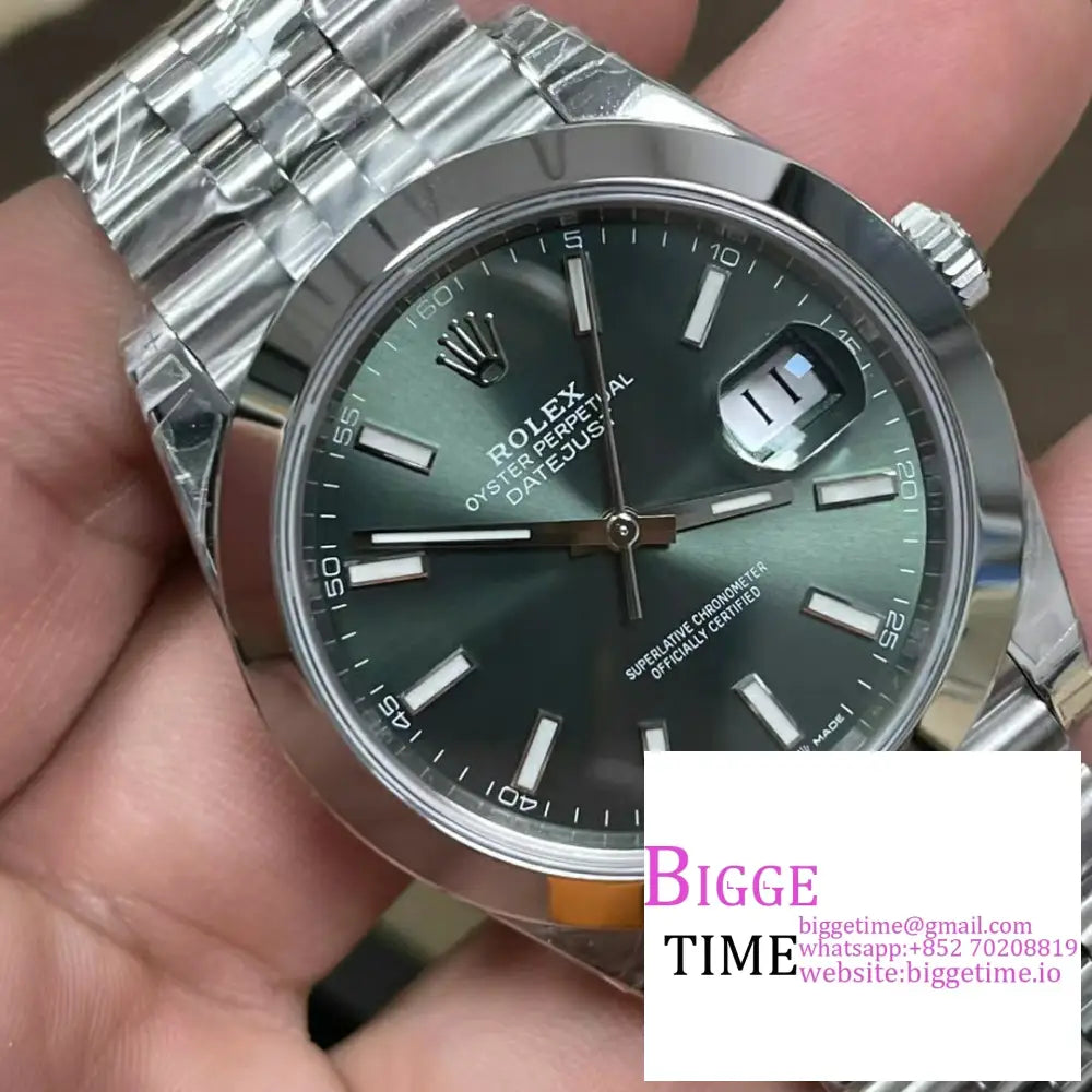 Datejust 41Mm 126300 Smooth Bezel Mint Green Dial Jubilee Bracelet Vsf Vs3235 Rolex