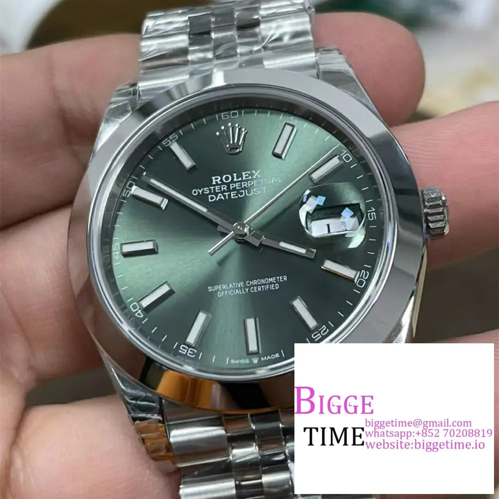 Datejust 41Mm 126300 Smooth Bezel Mint Green Dial Jubilee Bracelet Vsf Vs3235 Rolex