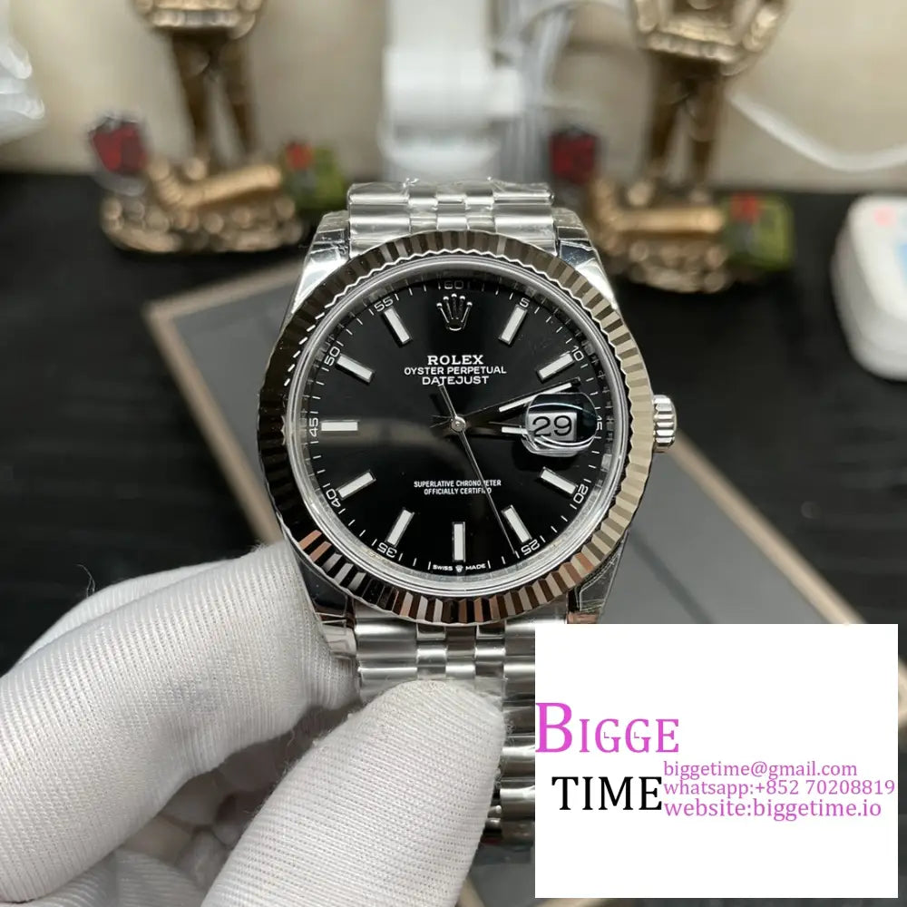 Datejust 41Mm 126334 Fluted Bezel Black Dial Jubilee Bracelet Vsf Vs3235 Rolex