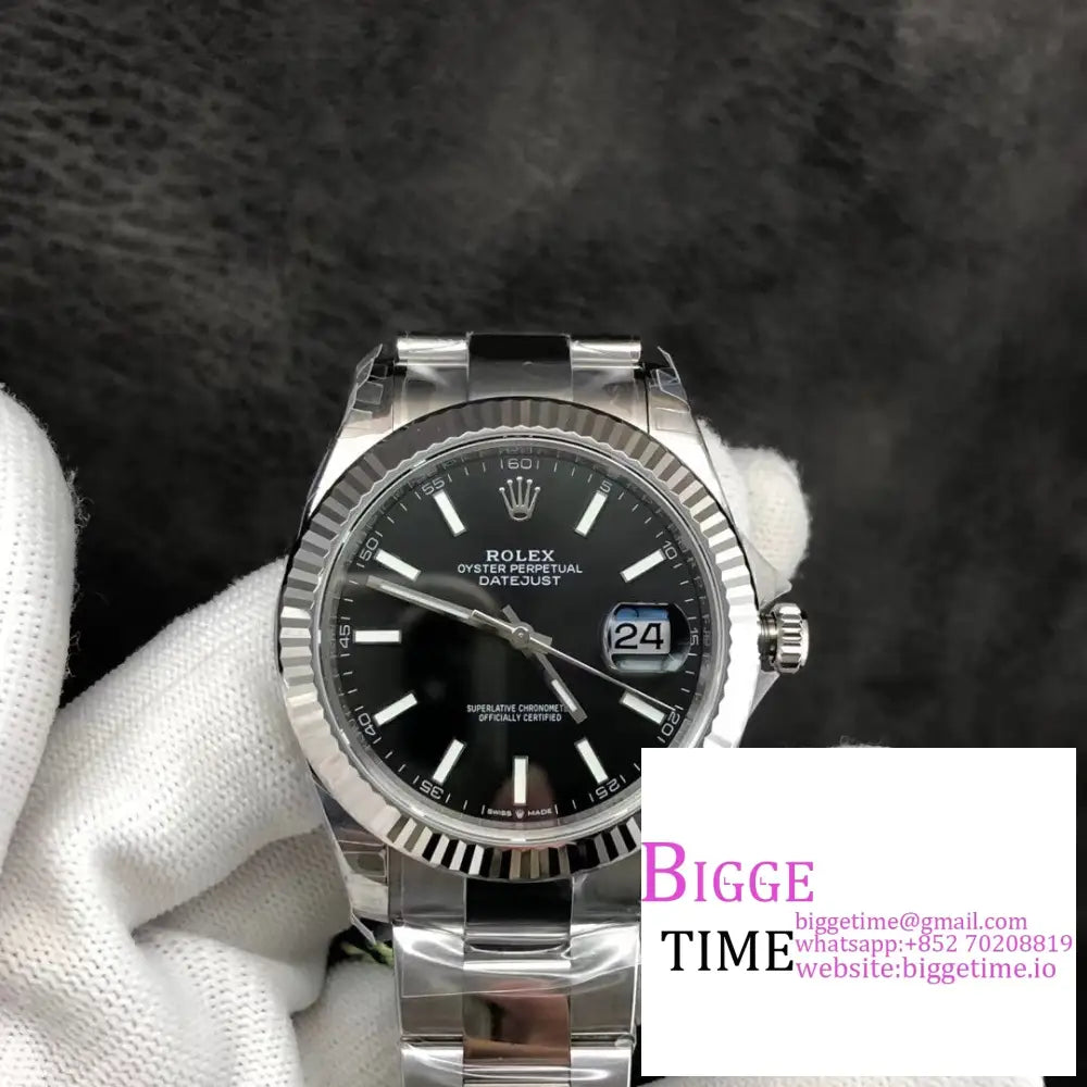 Datejust 41Mm 126334 Fluted Bezel Black Dial Oyster Bracelet Vsf Vs3235 Option1 Rolex