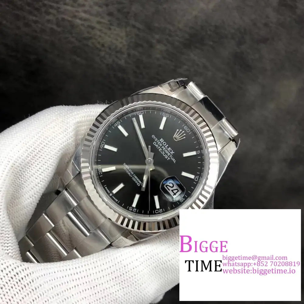 Datejust 41Mm 126334 Fluted Bezel Black Dial Oyster Bracelet Vsf Vs3235 Rolex