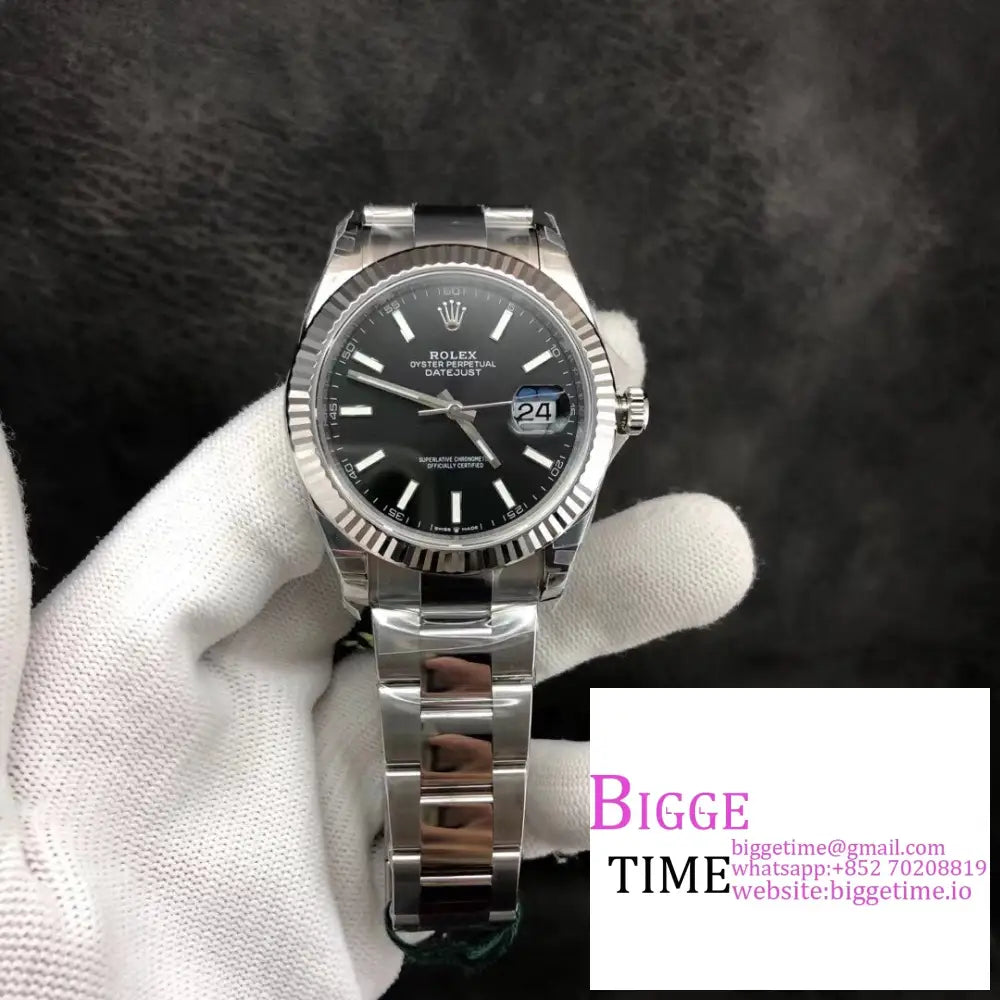 Datejust 41Mm 126334 Fluted Bezel Black Dial Oyster Bracelet Vsf Vs3235 Rolex