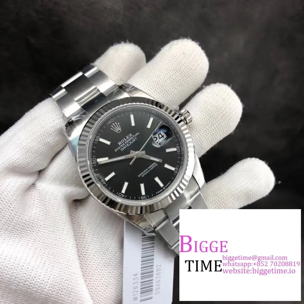 Datejust 41Mm 126334 Fluted Bezel Black Dial Oyster Bracelet Vsf Vs3235 Rolex