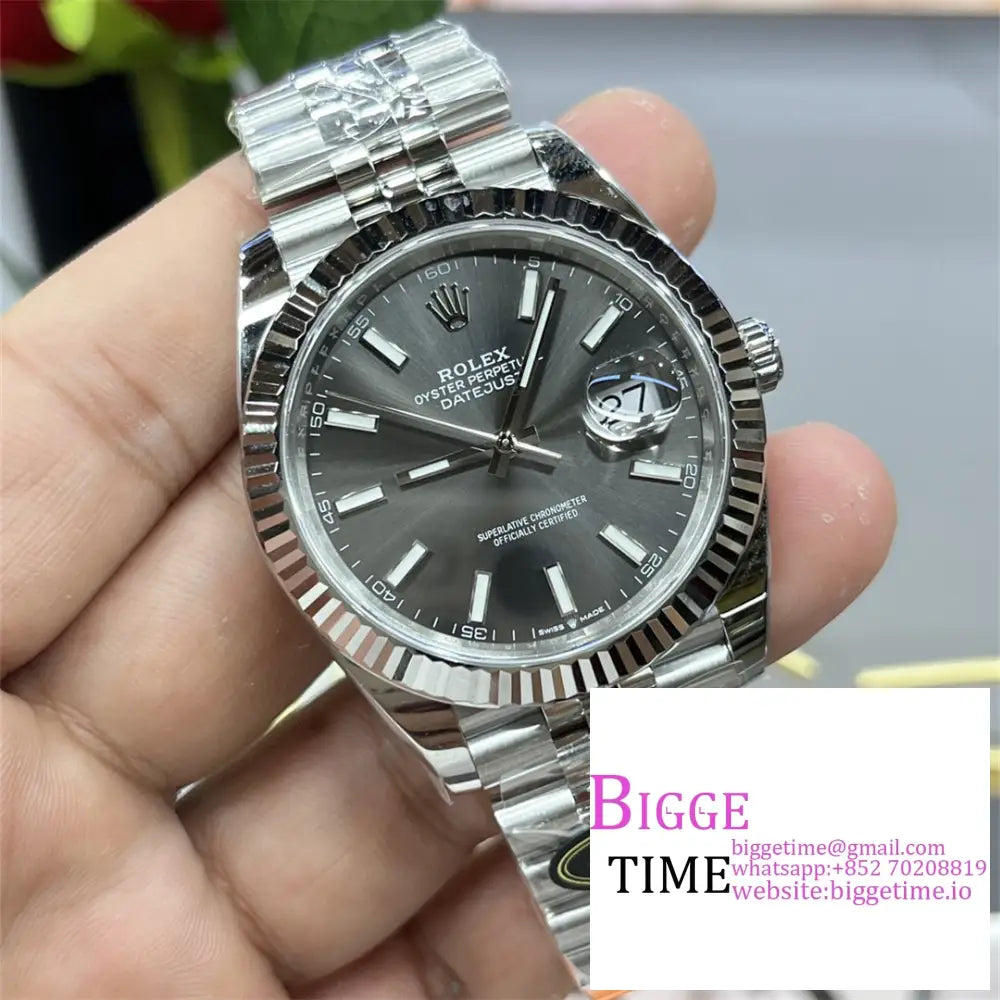 Datejust 41Mm 126334 Fluted Bezel Grey Dial Jubilee Bracelet Clean Factory Cf Vr3235 Rolex