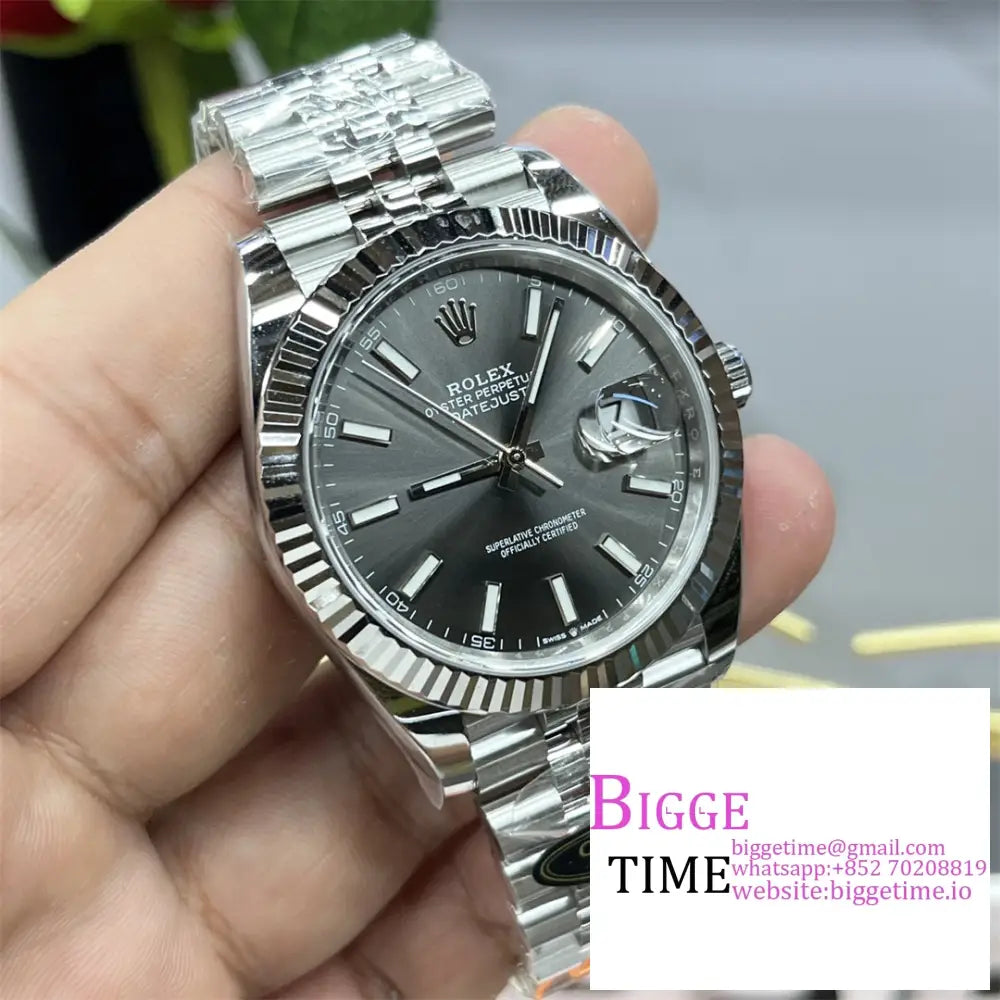 Datejust 41Mm 126334 Fluted Bezel Grey Dial Jubilee Bracelet Clean Factory Cf Vr3235 Rolex