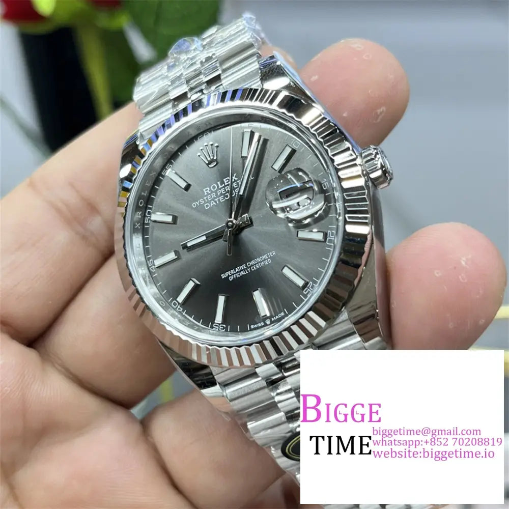 Datejust 41Mm 126334 Fluted Bezel Grey Dial Jubilee Bracelet Clean Factory Cf Vr3235 Rolex