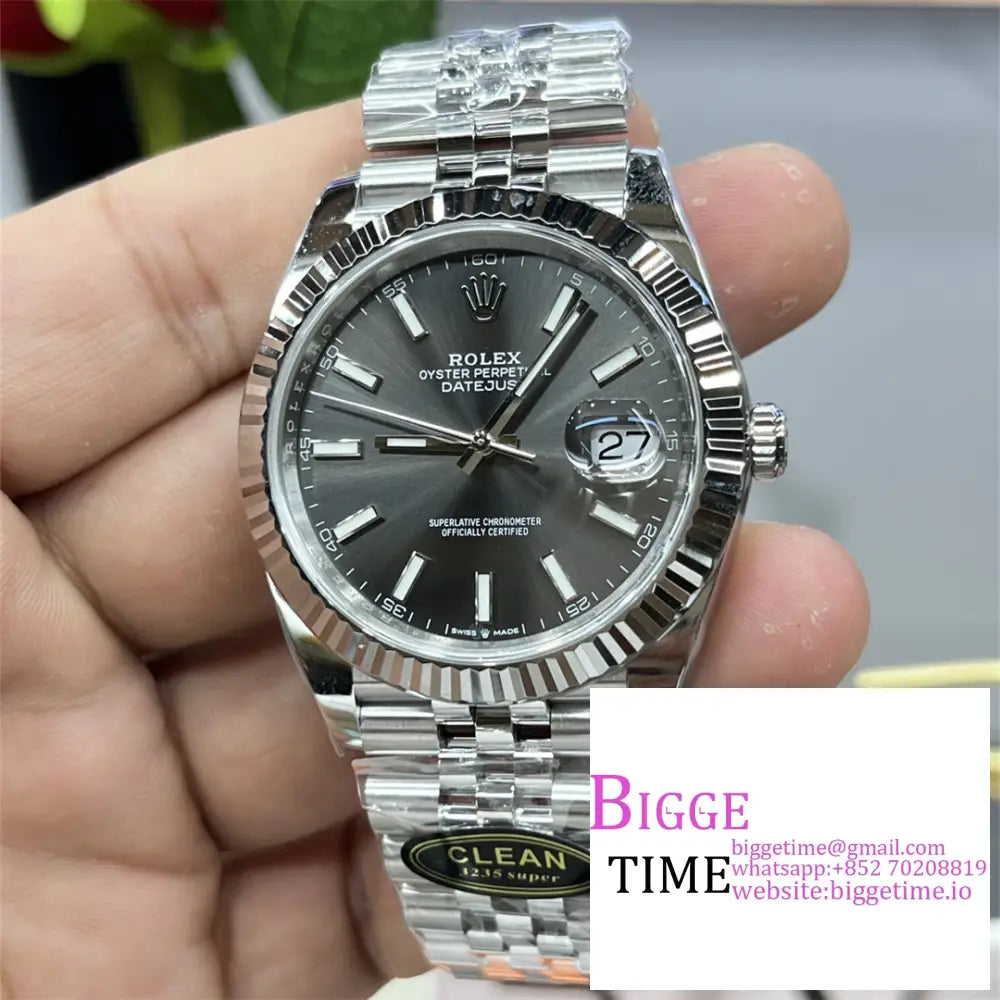 Datejust 41Mm 126334 Fluted Bezel Grey Dial Jubilee Bracelet Clean Factory Cf Vr3235 Rolex