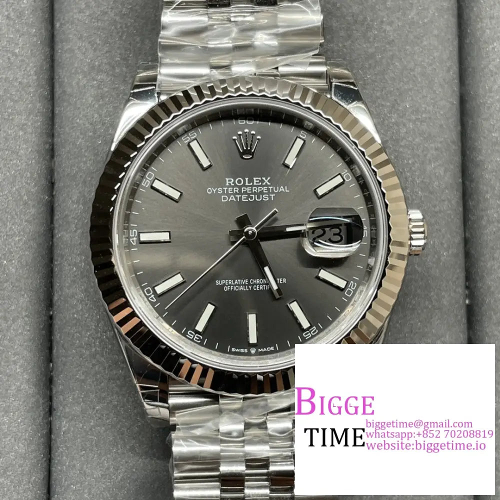 Datejust 41Mm 126334 Fluted Bezel Grey Dial Jubilee Bracelet Vsf Vs3235 Option1 Rolex