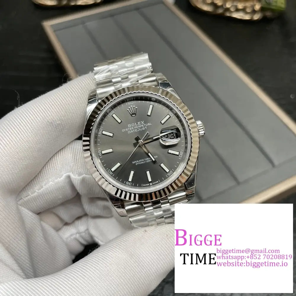 Datejust 41Mm 126334 Fluted Bezel Grey Dial Jubilee Bracelet Vsf Vs3235 Rolex