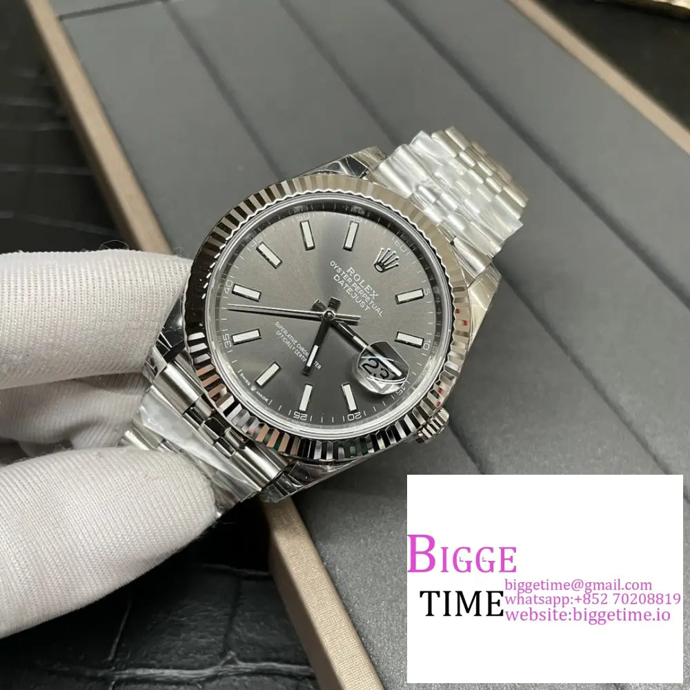 Datejust 41Mm 126334 Fluted Bezel Grey Dial Jubilee Bracelet Vsf Vs3235 Rolex